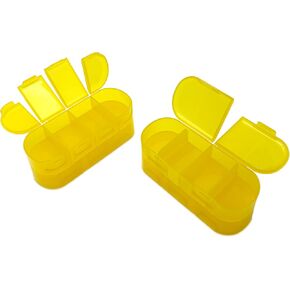 Weekly Pill Organizer Travel, 2/3/4 Times a Day, Pill Organizer Double-Sided Opening Design, Portable Pill Box for Storing Fish Oils/Medication/Vitamins/Supplements (2PC Purple)
