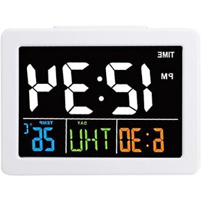 Cute Alarm Clock, Led Clock Desk Clock Digital Wall Clock Electronic Clock for Bedroom Studyroom Office for Women Men Kids Adults Students(White)