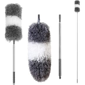 منافض للتنظيف، منفضة ريش من الألياف الدقيقة قابلة للتمديد مع عمود طويل جدًا 76.2 سم - 100 بوصة، منفضة قابلة للتمديد لتنظيف مروحة السقف، السقف العالي، نسيج العنكبوت، الأثاث، السقف الداخلي in Kuwait