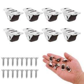 8pcs 1 Inch Low Profile Rolling Caster Wheels, Rubber Small Non Swivel Silent Ball Bearing Tiny Single Direction Furniture Wheels Mini Fixed Caster Wheels with Screws for Drawer Shelves Cabinets