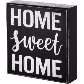 Jetec Home Sweet Home Wooden Sign Classic Box Sign Wood Wall Plaque Decor Rustic Farmhouse Block Sign Desktop Bathroom House Table Decoration for Home 6 x 6.3 x 1.8 Inch