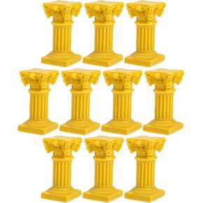 HOMSFOU 10Pcs Greek Columns Candle Holder Resin Roman Pillar Statues Desktop Candleholder Photo Props Farmhouse Rustic Candlestick Stand Antique Decorative Candles Holder White
