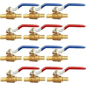 1/2 Inch PEX Crimp Brass Shut-Off Ball Valve for Hot and Cold Water (Pack of 4)