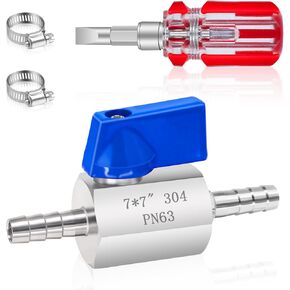 1/2'' Barb Shut Off Valve, 304 Stainless Steel Hose Barb Ball Valve, 1/2inch Fuel Shut Off Valve with Clamps, Heavy Duty Fuel Hose Barb Shut Off Valve for Heater Hose、Fuel、Water、Drip Irrigation, etc