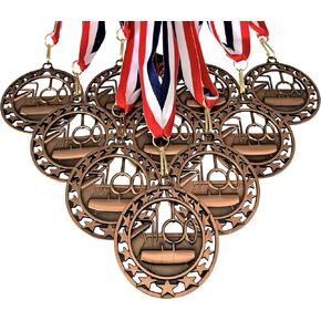 Express Medals Various 10 Pack Styles of Gymnastics Award Medals with Neck Ribbons Trophy Award Prize Gift