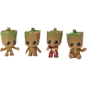 4-Piece Miniature Sitting Tree Men Figurines - Whimsical 1.75" Resin Statuettes for Fairy Gardens, Home and Car Decor - Charming and Detailed Collectibles
