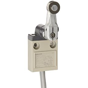 Omron D4C-1220 Compact Enclosed Limit Switch, Roller Lever, VCTF Oil Resistant Cable, 5A at 250VAC and 4A at 30VDC Rated Current, 3m Cable Length