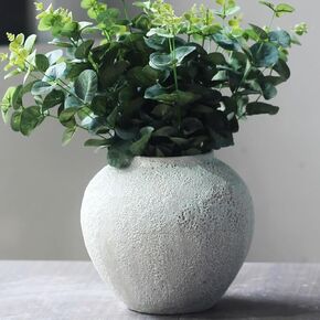 White Ceramic Vase Flower Vase, Textured Vase for Centerpieces, Vintage Farmhouse Tall Vase, White Vases for Living Room Entryway Table Centerpiece Decor(A-20cm)