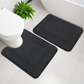 YIHOUSE Memory Foam Bath Mat Set, Bathroom Rugs Sets 3 Pieces, Non Slip Bath Mats for Bathroom, Super Soft and Water Absorbent bath rug set, Machine Washable U Shape Toilet Mats Set,Purple