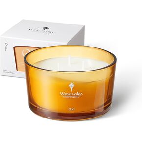 Wavevoke-Classic Woody 3-Wick Oud Vanilla Soy Candle 8 .11oz - Ideal for Spa, Bath, and Yoga | Jar Set for Home Ambience