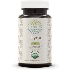 Thyme 120 Capsules, 800 mg, USDA Organic Thyme (Thymus Vulgaris) Dried Leaf (120 Capsules)
