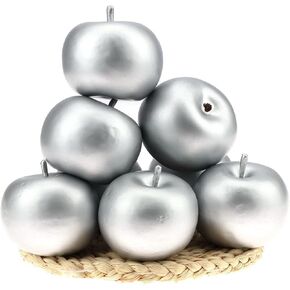 6 PCS Artificial Silver Apple Fake Apples Fruit Home Party Christmas Decoration