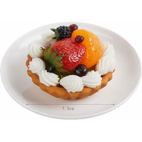 Realistic 3"" Artificial Fruit Tart Faux Cream Cake Pie Fake Dessert Props for Food Photography & Home Decor