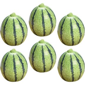 Abaodam 6pcs Artificial Mini Watermelon- Simulation Mini Fake Watermelon Plastic Green Watermelons Round Melon Fruit Model Kitchen Decoration Photography Props