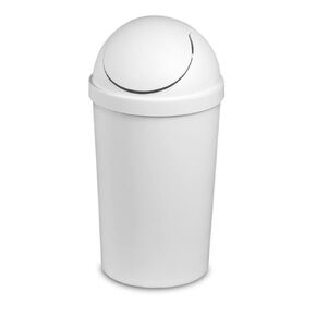 Sterilite 10838006 3 Gallon Round Swing Top Plastic Wastebasket, White (12 Pack)