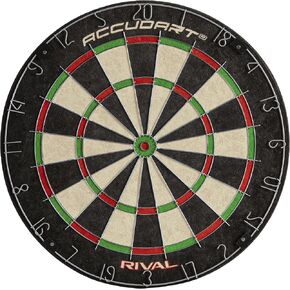 Accudart Rival Bristle Dartboard - Official Size 18" x 1.5" - Rotatable Metal Number Ring - Round Spider Wires - Self Healing Sisal - Staple Free Bullseye