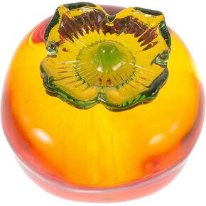 ABOOFAN Crystal Persimmon Figurine, Artificial Persimmon Statue Glass Fruit Figurine Collectible Paperweight Glass Fruit for Table Centerpiece Decoration