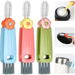 Enwokran Cup Lid Gap Cleaning Brush, 3 in 1 Multifunctional Insulation Bottle Cleaning Tools Silicone Gap Cup Rim Brush for Bottle Gap Tight Spaces Cup Home Kitchen Cleaning Tool (3 Packs_A)