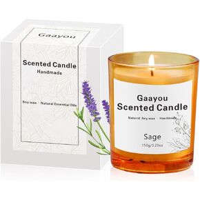Strong Scented Candles Sage Candles for Home Scented Aromatherapy Candle Organic Soy Wax Winter Candle for Women, Men