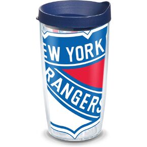 كوب Tervis مصنوع في الولايات المتحدة الأمريكية بجدار مزدوج NHL New York Rangers معزول يحافظ على المشروبات باردة وساخنة، 16oz، ضخم