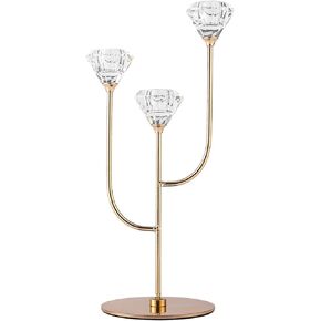 Enjinkail Gold Candlestick Holders-3 Arms Candelabra,Candle Holders for Candlesticks with Diamond Cup, Taper Candle Sticks Holder Decor for Wedding, Dining, Party, Anniversary, Fits 3/4 inch Candle in Kuwait