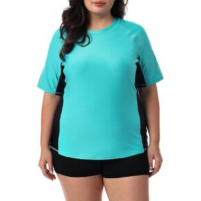 HODOSPORTS Women's Plus Size Rash Guard UPF 50+ Swim Shirt Sun Protection Swimsuit Top Short Sleeve 1X-6X
