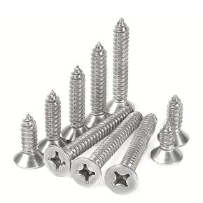 420Pcs Stainless Steel Flat Head Wood Screws Assortment Kit, M3 Phillips Drive Flat Head Sheet Metal Screws Self Tapping Screws Set,Length 1/4" to 1-1/4"