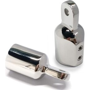 NRC&XRC Bimini Top Cap Eye End 1inch 7/8" with Two 1/4" holes of The eye Marine Stainless Steel 316 Heavy Duty Dome top (Pair)