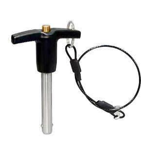 1Piece T-Shaped Stainless Steel Ball Head Locking pin, Safety pin Handle Stop pin, Bolt Steel Ball Quick Release pin with Lanyard Cable (12x80mm)