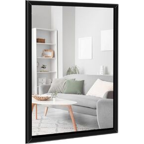 VASUHOME Rustic Farmhouse Mirror, 16x20 Inch Polystyrene Framed Rectangle Wall Mirror - Perfect for Bedroom & Bathroom Decoration, Black