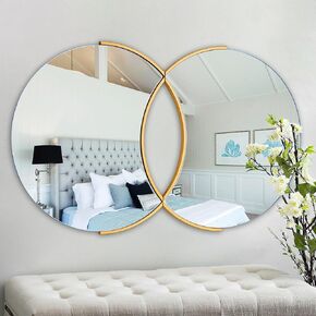 Gold Decorative Mirror for Living Room, 24" x 40" Round Wall Mirror with Metal Frame, Unique Elegant Mirror for Dining Room, Entrance, Bedroom, Bathroom