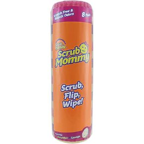 Scrub Daddy, Scrub Mommy - Dual Sided Sponge & Scrubber, Soft in Warm Water, Firm in Cold, FlexTexture, Deep Cleaning, Dishwasher Safe, Multipurpose, Scratch Free, Odor Resistant, Ergonomic, 8ct roll