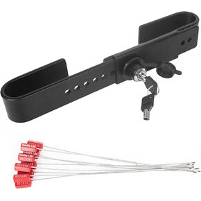 Shipping Container Lock, Cargo Door Lock, Heavy Duty Steel Trailer Box Lock with 2 Keys, Dust Cover Re-useable - Black