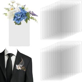 CANIPHA 20Pcs Pocket Boutonniere Plastic Sleeve, Pocket Boutonniere Holder, Clear Sleeves Boutonniere Pocket Holder No Lapel Pin Required, Flower Holders for Groom Groomsmen Ceremony (NO Flowers)