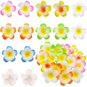100 Pcs Diameter 1.6 Inch Assorted Color Artificial Plumeria Rubra Hawaiian Foam Frangipani Flower Petals for Weddings Party Decoration