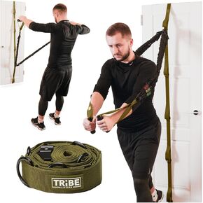 Door Anchor for Resistance Bands - Adjustable Resistance Band Door Anchor with 5 Loops & Metal Rings, Durable Nylon Door Strap for Full-Body Workouts