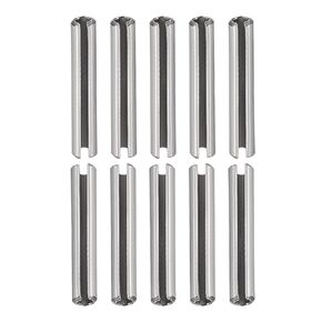 6mmx50mm(DxL) Slotted Spring Pin - 10Pack - Good for Home Machine Fastener - 304 Stainless Steel Spring Dowel Tension Roll Pin - Silver