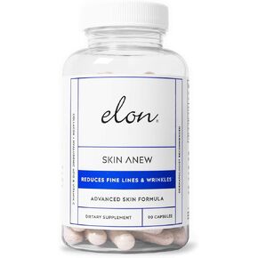 Elon Skin Anew with Hydrolyzed Collagen & Hyaluronic Acid & Antioxidants | Hydrating & Anti Aging Skin Supplement for Vibrant Skin Health (90 capsules)
