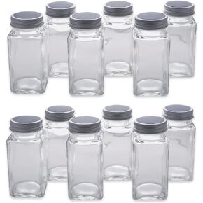 DII Farmhouse Vintage Decorative Metal Pantry Spice Rack Organizer, 4x2 4oz, Spice Jars 12 Piece