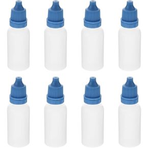 Othmro 0.5oz PE Lab Eye Plastic Dropper Bottles 50pcs, 15ml Squeezable Eye Liquid Dropper Thin Mouth Via of Liquid Sample Seal Storage Bottle with Childproof Blue Cap