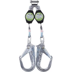 Peakworks Fall Protection Dual Self Retracting Lifeline (SRL) مع حزام، 2 خطاف حديد التسليح/الشكل، بطول 6 أقدام، أسود/أخضر، V845526006LE in Kuwait