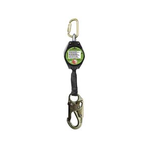 Peakworks Fall Protection Dual Self Retracting Lifeline (SRL) with Webbing, 2 Rebar/Form Hooks, 6 ft. Length, Black/Green, V845526006LE