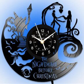 Jack Decor Night Light Wall Clocks, 12 Inch LED 7-Color Night Lamp Vinyl Record Clock, Cartoon Movie Theme Wall Decor Art, Vintage Aesthetics Room Decor Clock for Living Room
