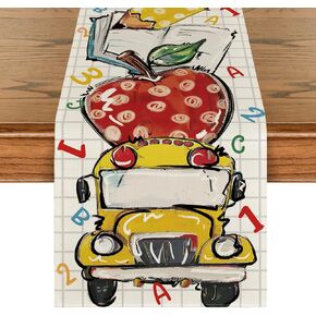 Artoid Mode School Bus Pencil Book Back to School Table Runner, First Day of School Student Kids Classroom Dining Table Decoration for Home Party Decor 13x72 Inch in Saudi Arabia