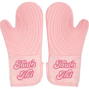 Paris Hilton THAT'S HOT Pink Oven Mitt Set, Heat Resistant Pot Holders Featuring Non-Slip Textured Silicone Grips, 2-Piece Set, Pink