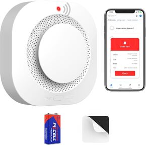 Smart Smoke Detector Fire Alarm,Wi-Fi Smoke Detector with Replaceable Battery,Cost-Free App Notifications