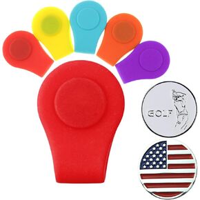 Crestgolf Golf Ball Marker Clip,Silicone Ball Marker Hat Clip Magnetic Holder Durable Removable Attaches Easily to Hats Caps Belt for Women Men Golfer,Pack of 5