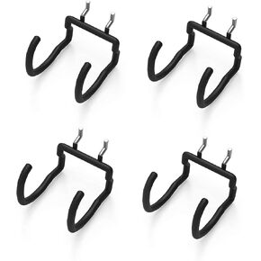 unp POETISKE Peg Board Tool Utility Hooks Pegboard Accessories 4PC Black Shovel Hammer Drill Holder Fit 1/4’’ Peg Board Hanging Power Tool Hammer Utility Garage Storage