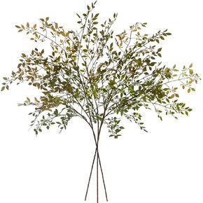 Artificial Greenery Southern Bamboo 43.3 inches Tall Home Decor Green Stem and Leaf Plant for Vase Living Room Bedroom Garden Outdoor (4 Green Branches)
