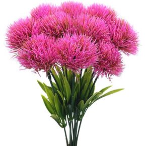 Artificial Flowers Dandelion Fake Plants Table Centerpiece Decoration Plastic Decor Greenery Faux Plant Outdoor Indoor Home Garden Bedroom Bathroom Office Wedding Party DIY Room Purple 10 Pack